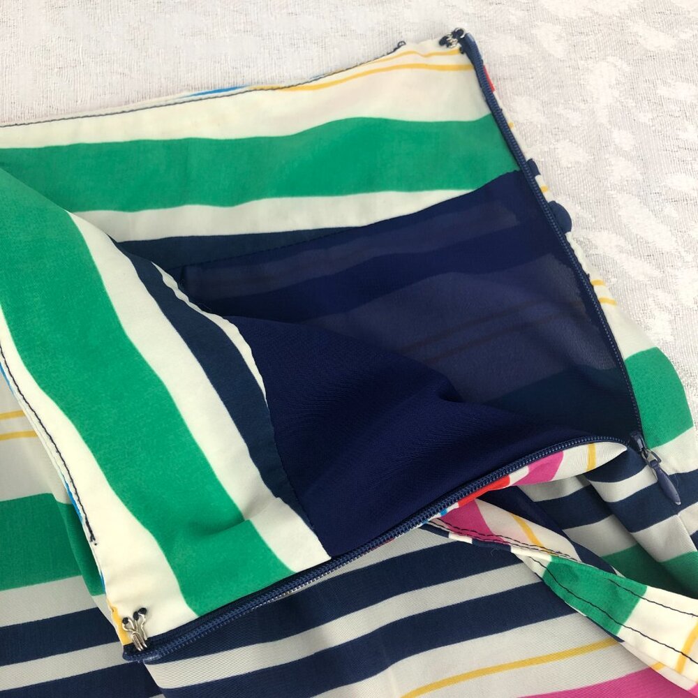R MY Multi-Color Striped Flowy Lined Skirt with Zipper and Side Pockets Size XL - Picture 6 of 14